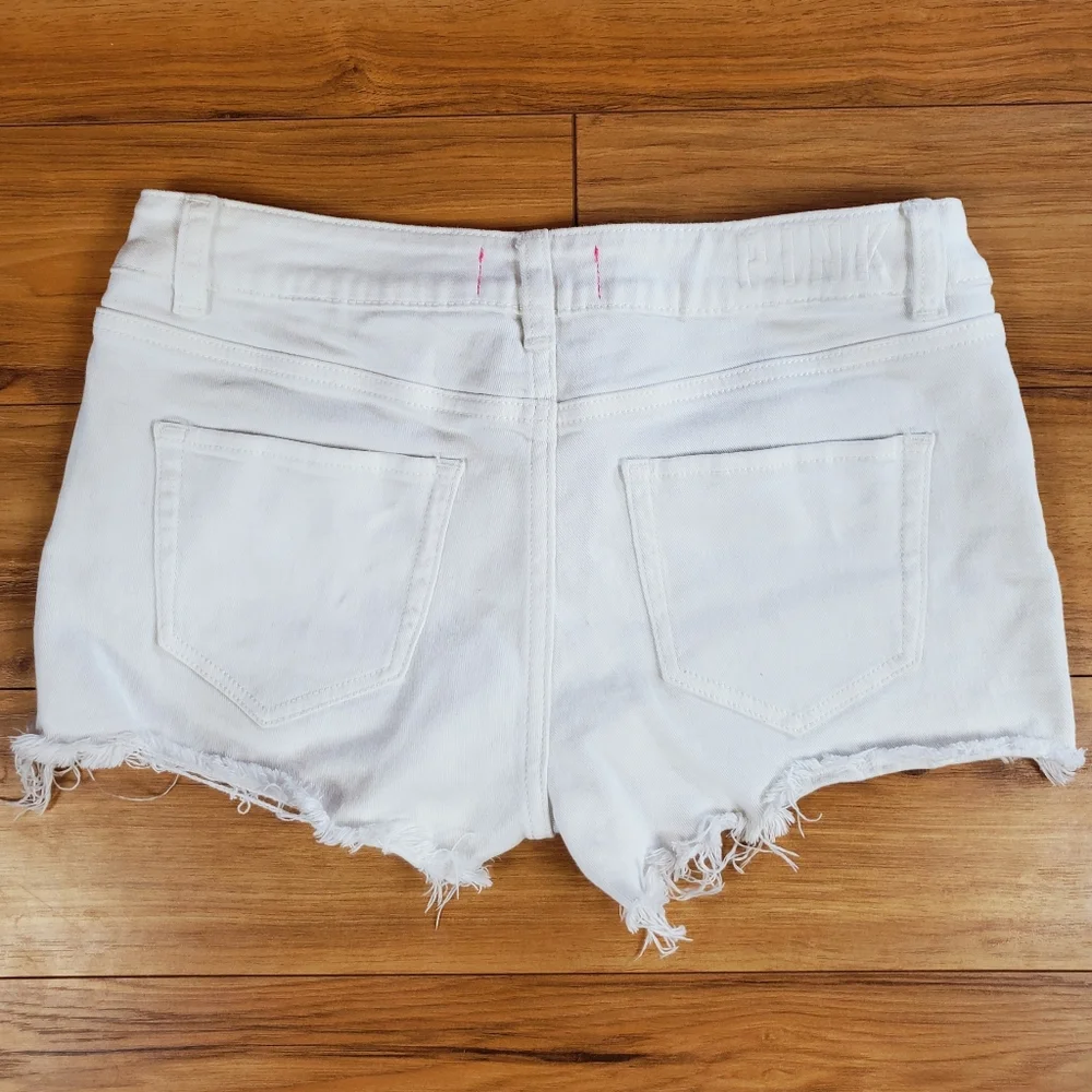 VS PINK White Denim Cutoff Shorts